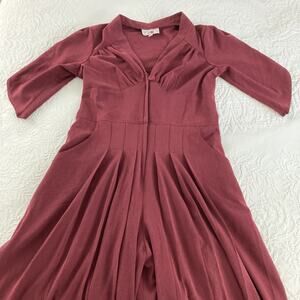 Miss Candyfloss Gigi Jumpsuit Burgundy stretch fabric wide leg 40s style size XL